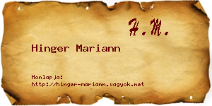 Hinger Mariann névjegykártya