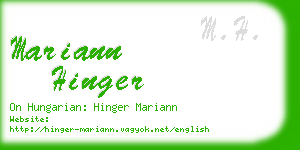 mariann hinger business card